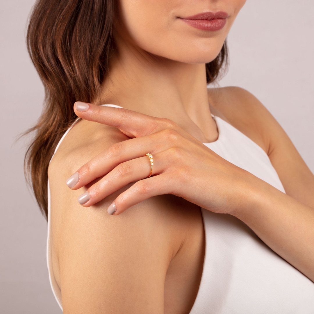 Damenring 750/18 K Gelbgold mit Diamanten 0.25 ct H/si