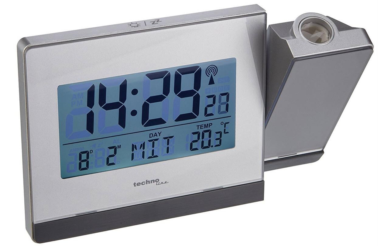 Funkwecker WT538 mit Projektion, SilberDigitalwecker mit Innentemperaturanzeige