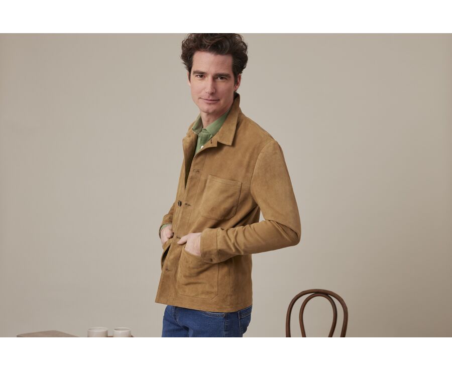 Veste en cuir daim homme Tabac - FAUSTIN