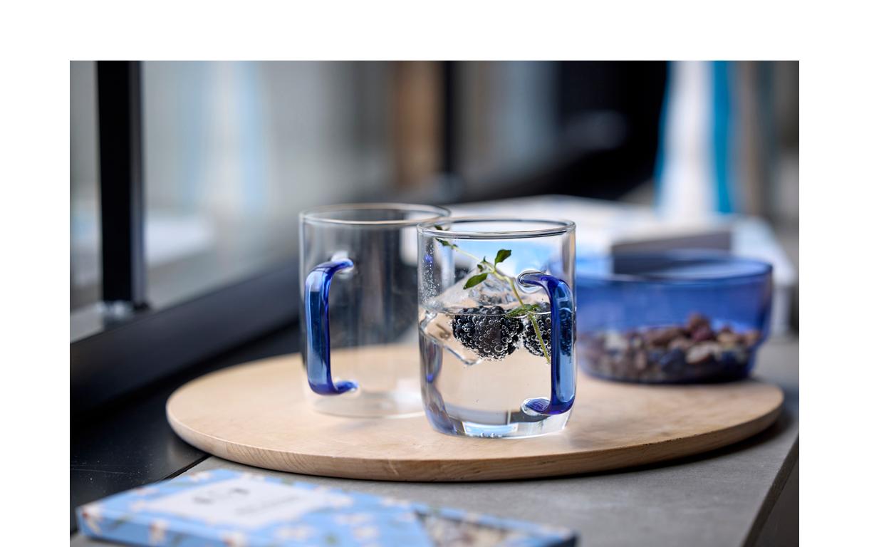 Universaltasse Torino Blau, 2 Stück, 40 clGlasbecher mit Henkeln