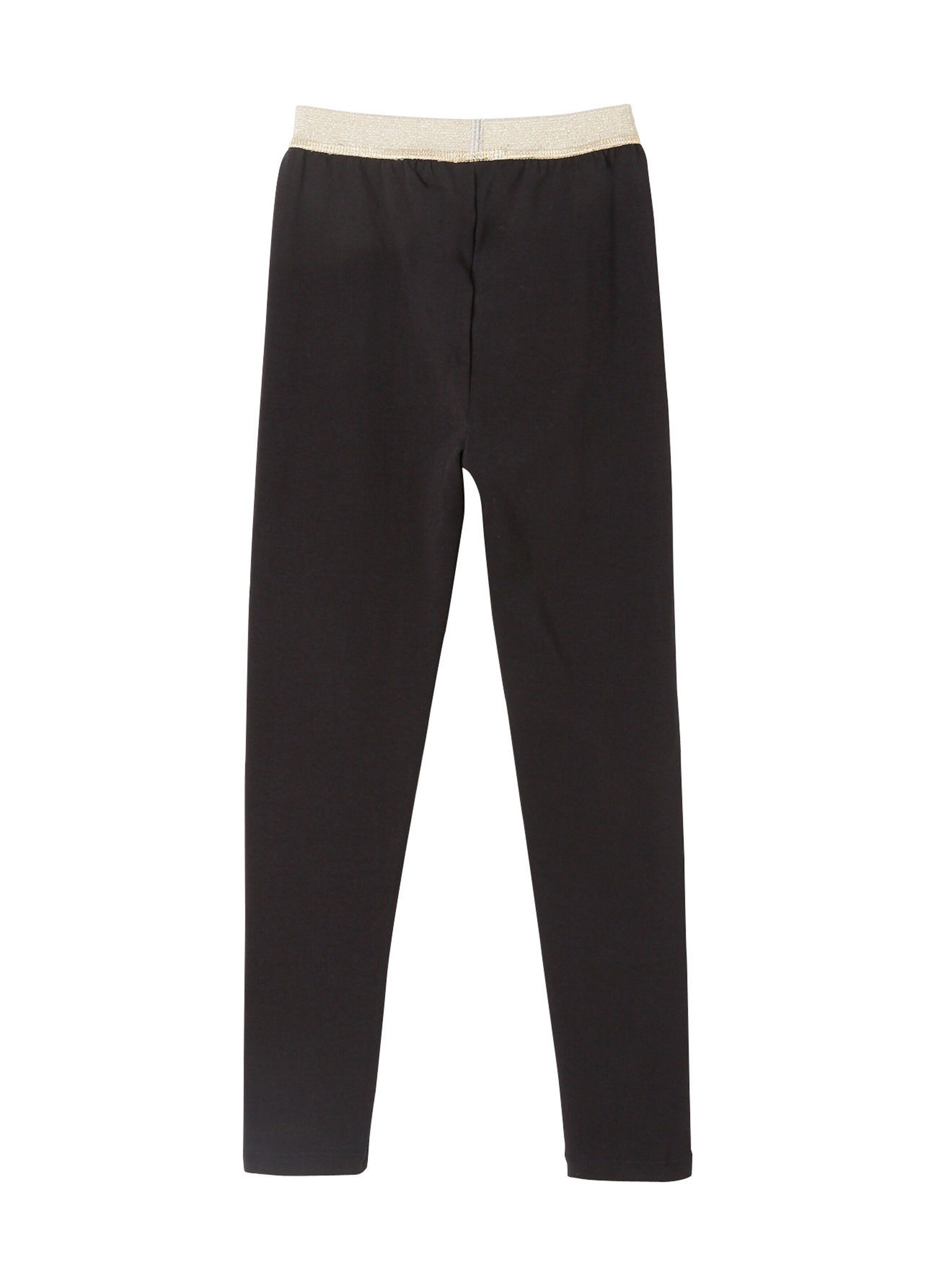 Vertbaudet Mädchen Leggings, Bund in Metallic-Optik BASIC schwarz