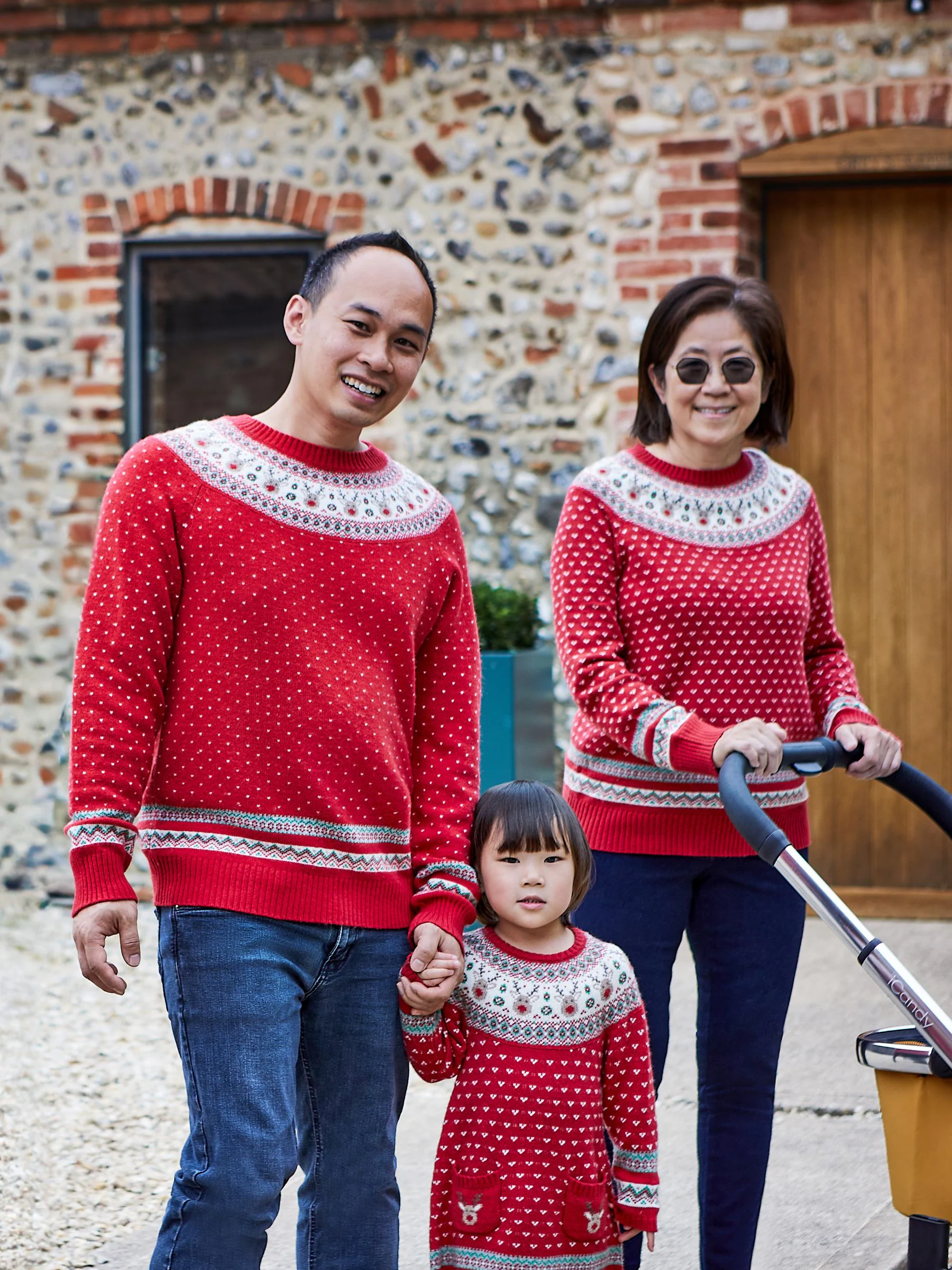 Jojo Maman Bébé gebreide kersttrui met rendierprint en fair isle-patroon