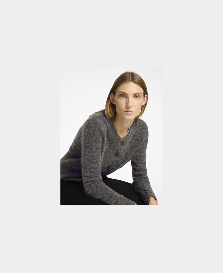 Selected Femme SLFSIA RAS LS WOOL KNIT CARDIGAN NOOS Grå