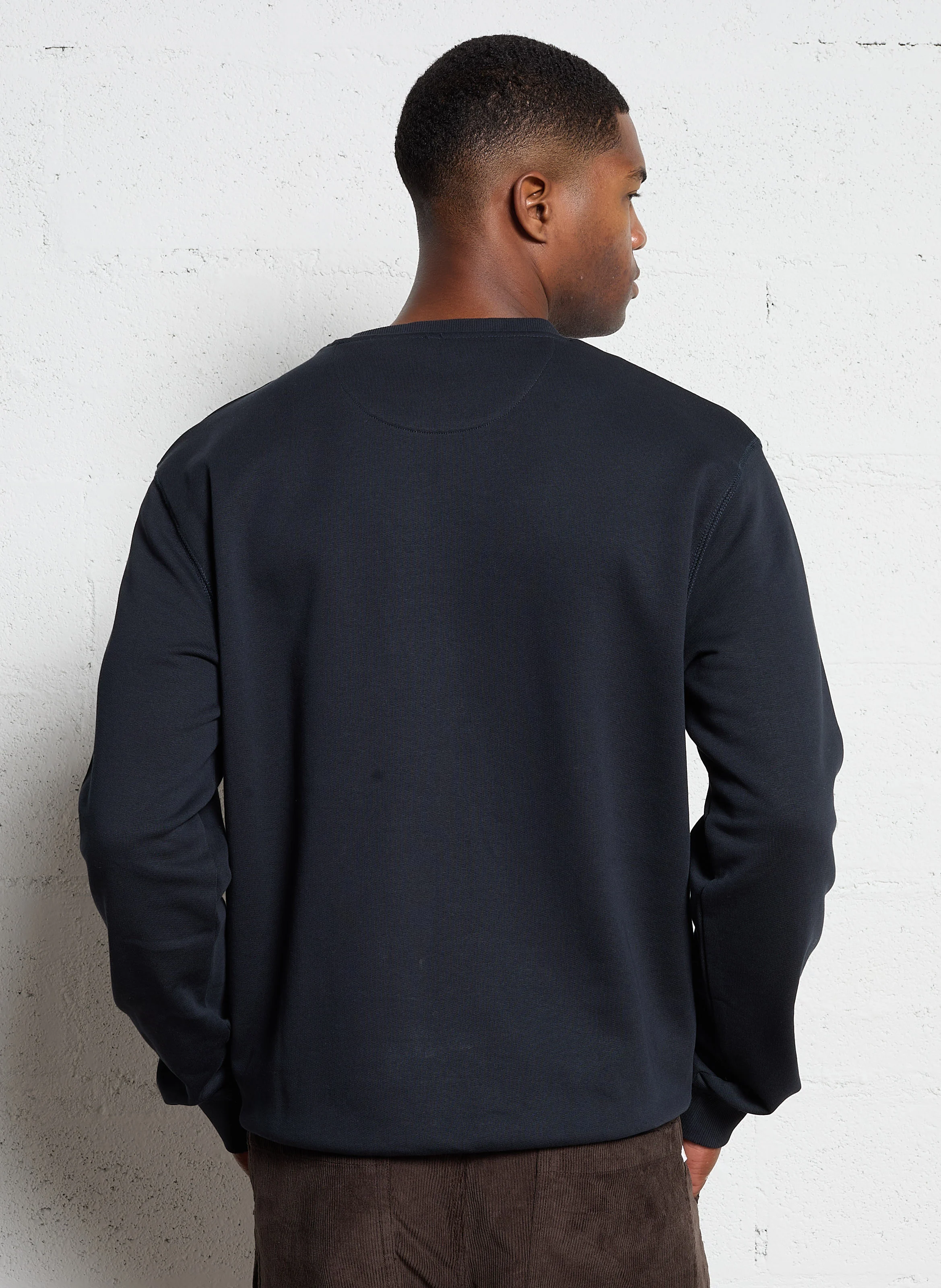 TIM - Sweat slim-fit col rond en coton bio | Bleu