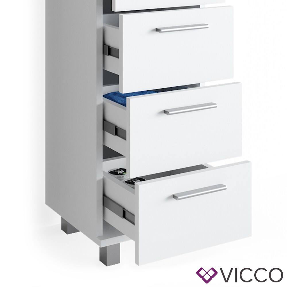 VICCO Badmöbel Set ILIAS Weiß Bad Spiegel Kommode Unterschrank Badschrank