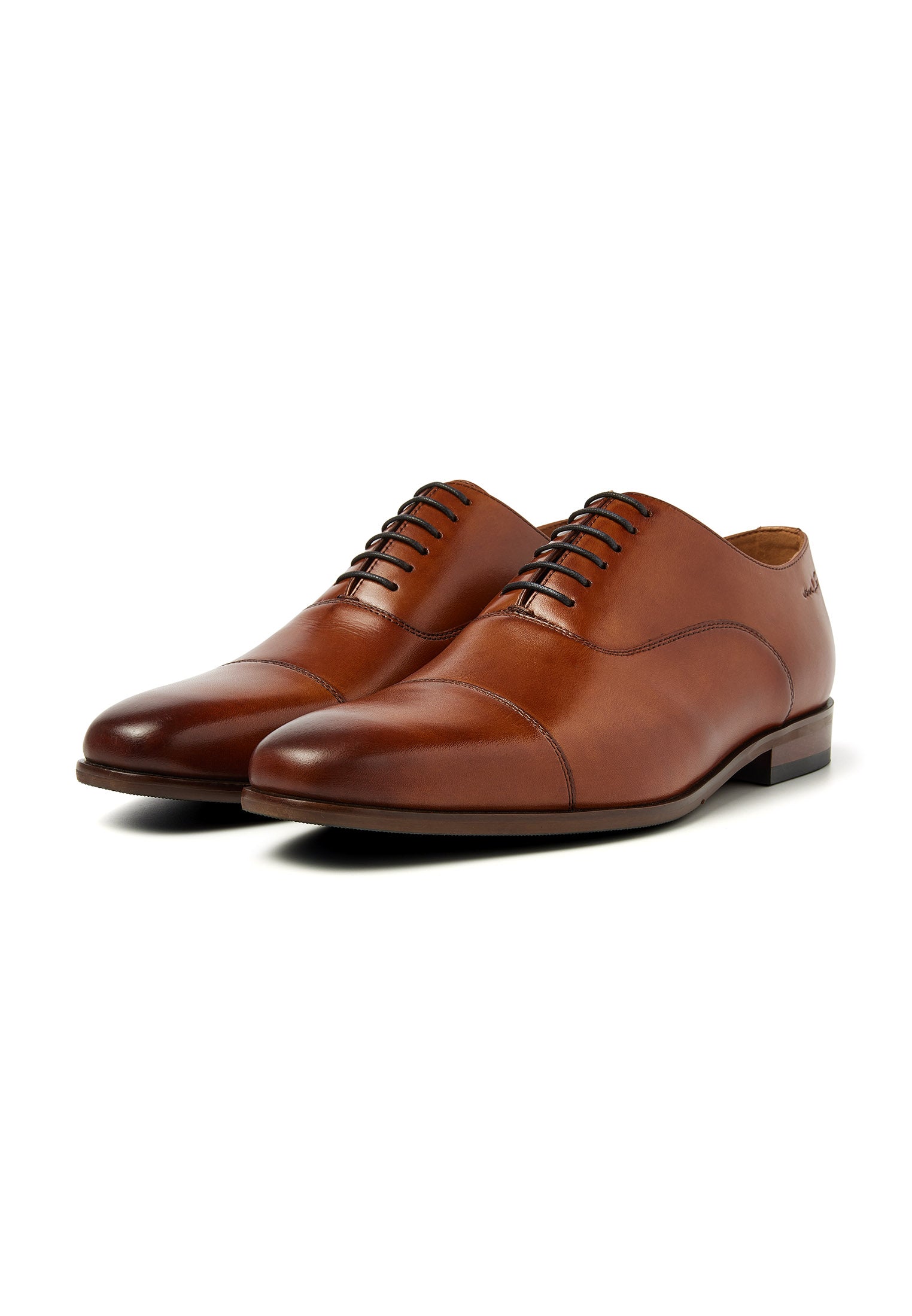 Cognac gladleren Egeus veterschoen