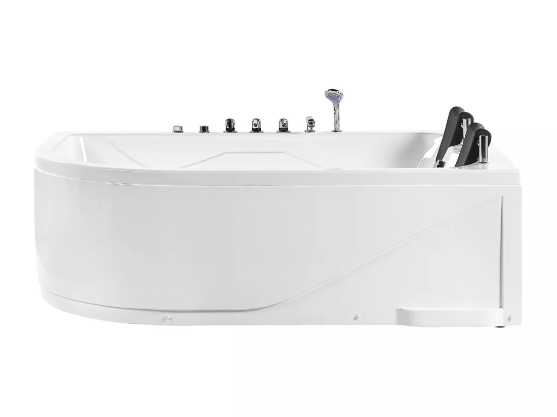 Baignoire angle droite blanche 180 x 120 cm avec LED CALAMA