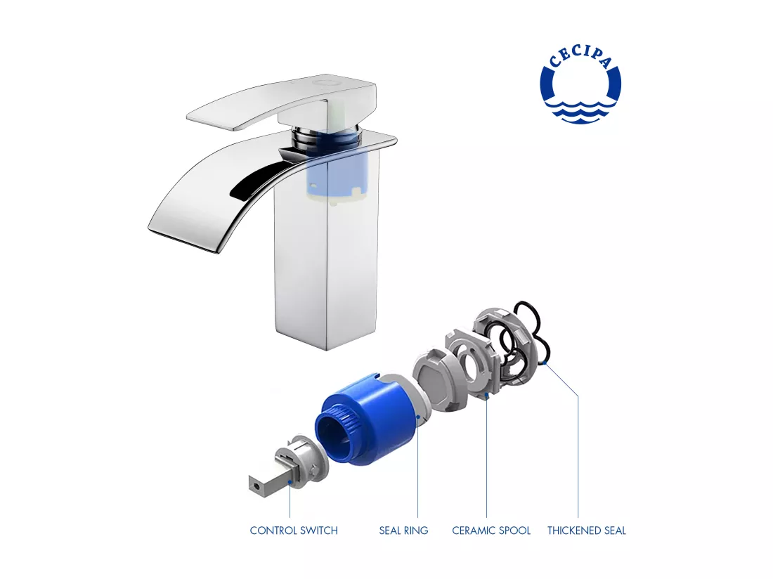 Cecipa max 2PCS Robinet Salle de Bain Mitigeur Lavabo Cascade Robinetterie Lave-mains avec Levier Unique Mélangeur à l'Eau Chaude et Froide,EU Modèle