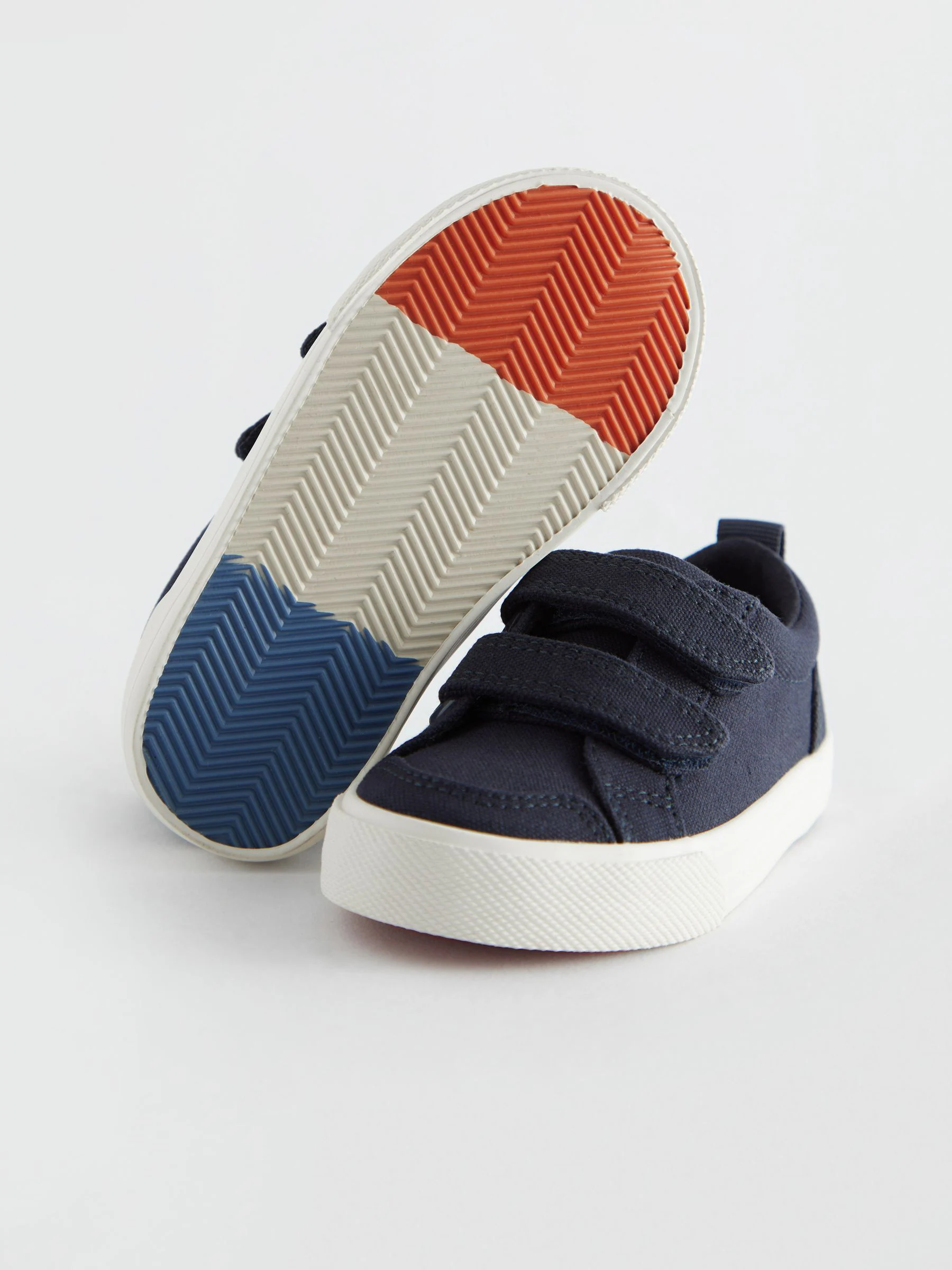 Marineblauw canvas - Sneakers met twee klittenbandjes