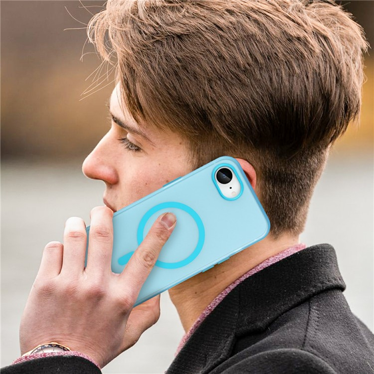 iPhone 16e MagSafe Hybrid Hülle TPU Bumper Slim Design Matt - Blau / Transparent