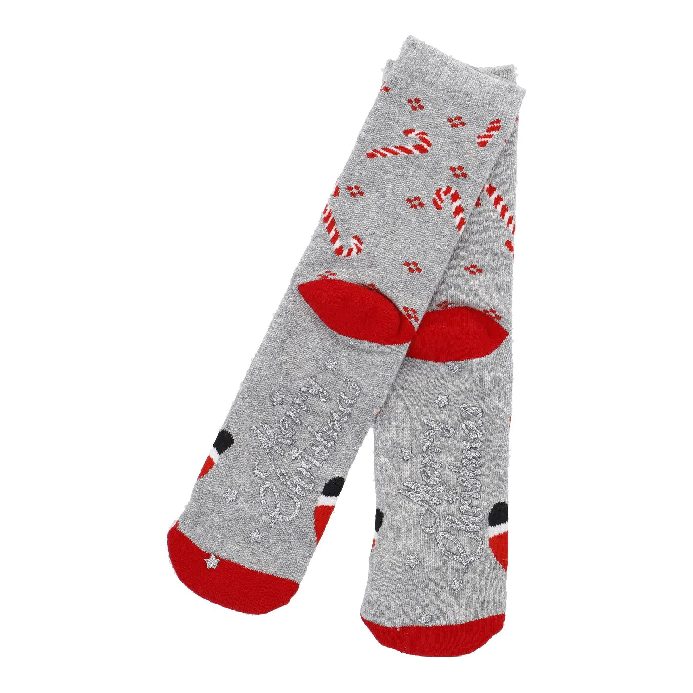 Anti-Rutschsocken Xmas, Santa hellgrau, Größe 36 - 41