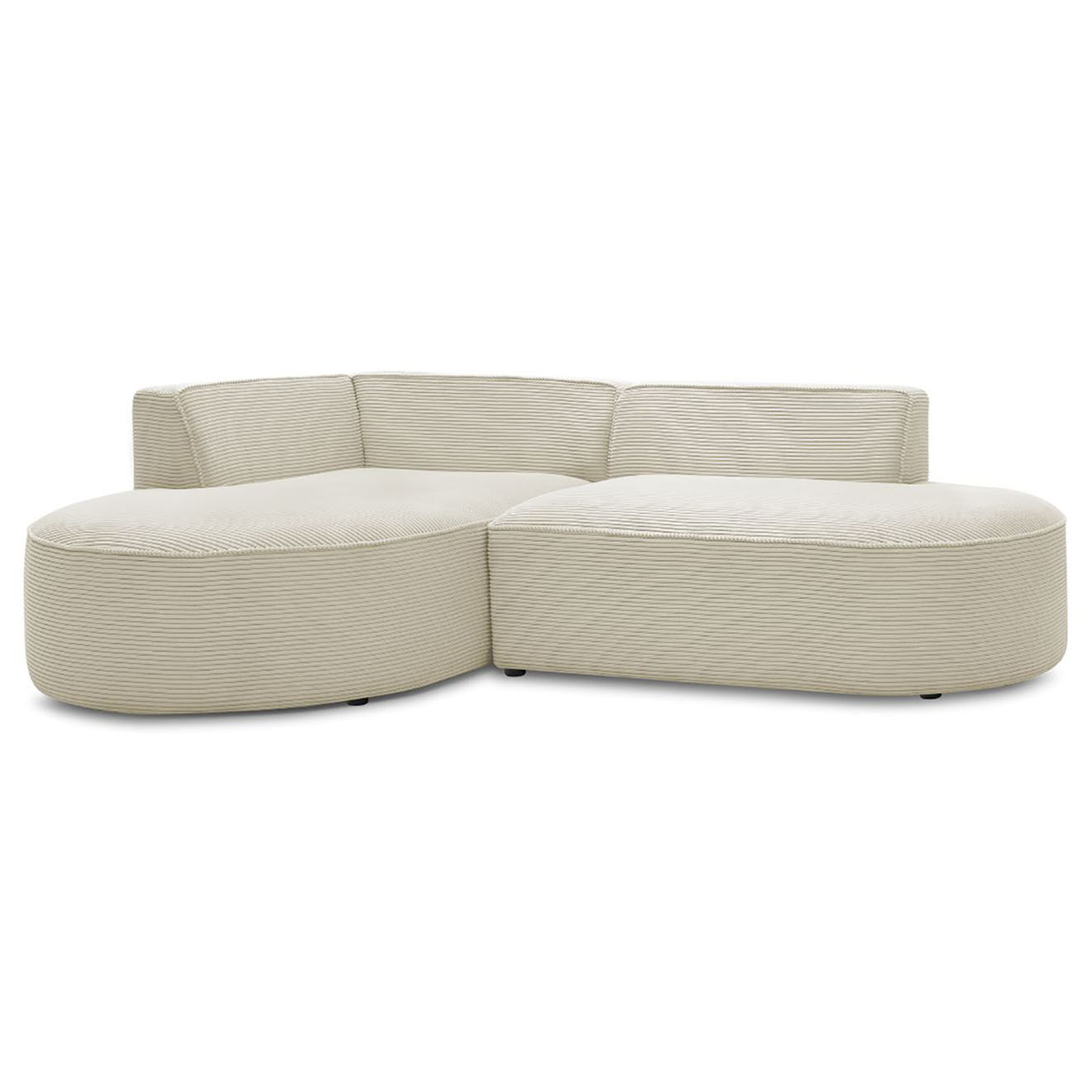 Bobochic Canapé d'angle gauche fixe 4 places Rousseau texturé beige - 250x160x72 cm
