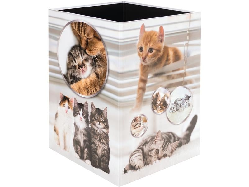 HERMA Papierkorb Katzen 15 l, Gelb Papierkorb aus stabilem Karton für einen ordentlichen Schreibtisch