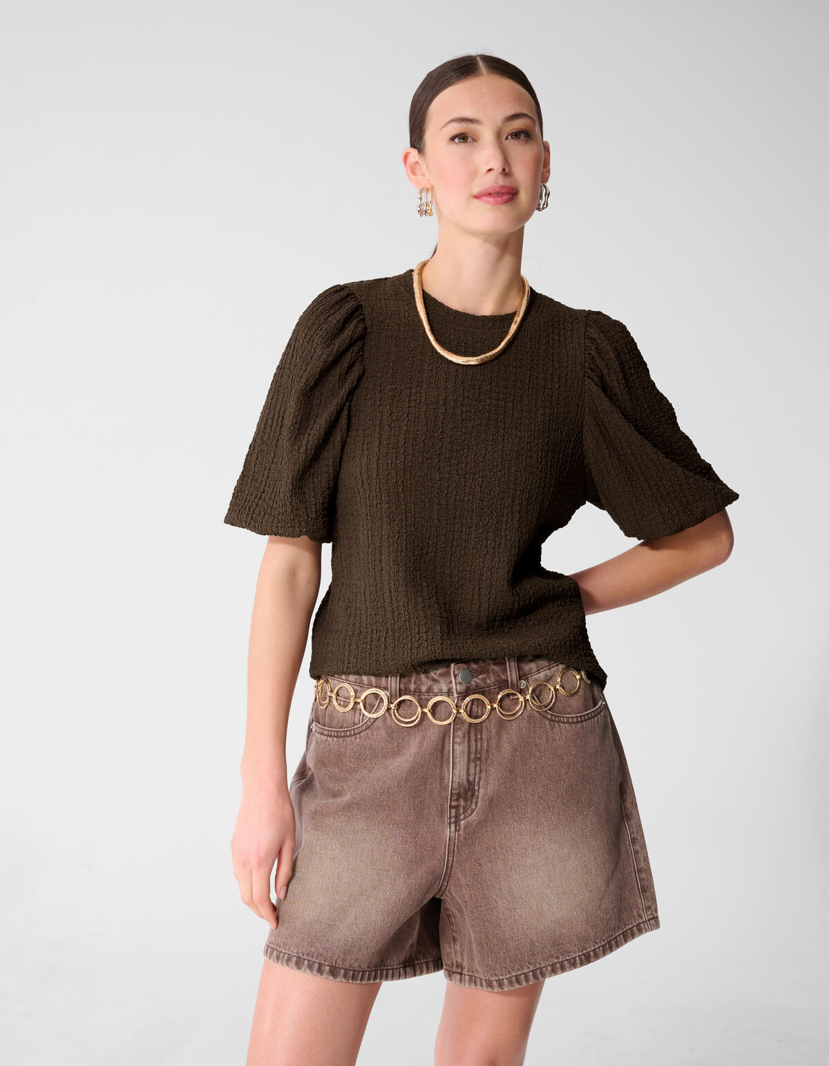 Crinkle Balloon Top Bruin