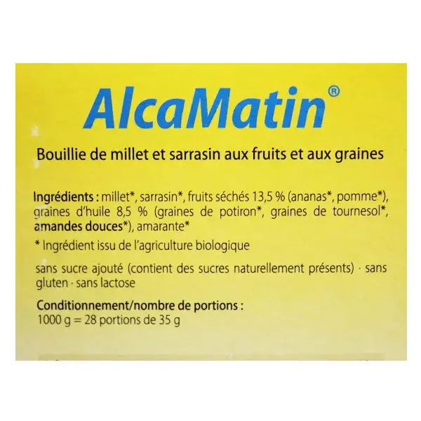 Mingau de milho-miúdo e trigo sarraceno Jentschura AlcaMatin com frutas e sementes 1000g