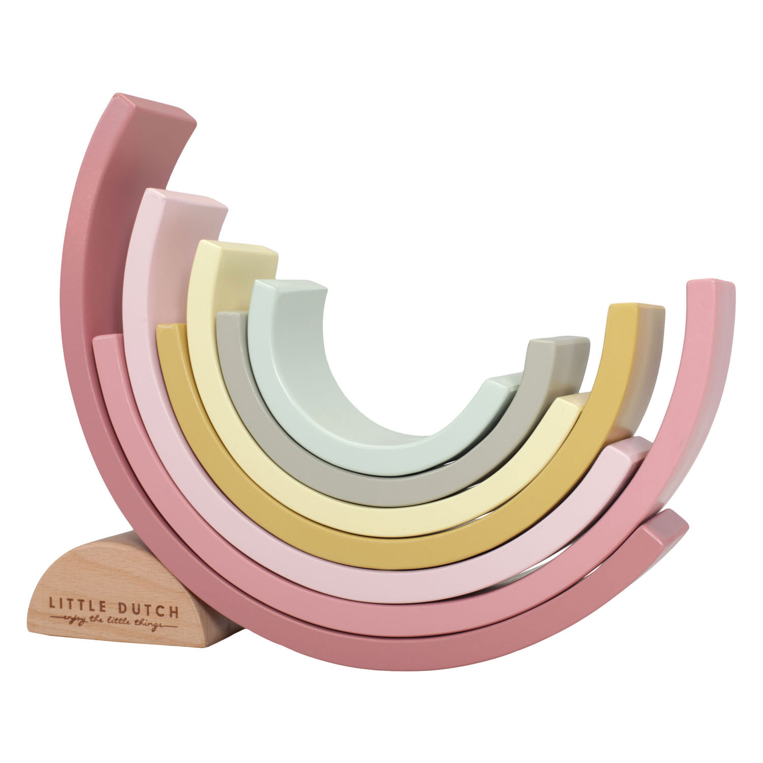 Little Dutch Houten Regenboog Blokken Roze