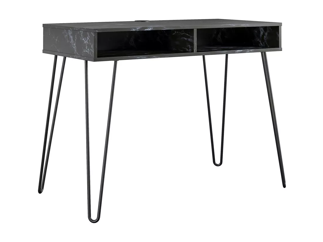 Athena | Bureau 2 casiers en effet marbre noir