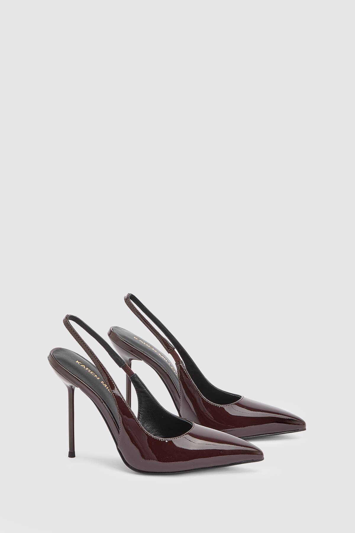 KarenMillen Escarpin À Bride Arrière En Cuir Verni Avec Talon