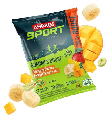 Gommes énergétique Andros Sport Gummies Boost Mangue/Banane/Café Vert - 30g