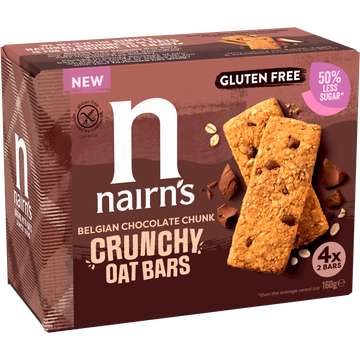 Nairn's Belgian Chocolate Chunk Crunchy Oat Bars Gluten Free 4 x 2 Stuks 160 g