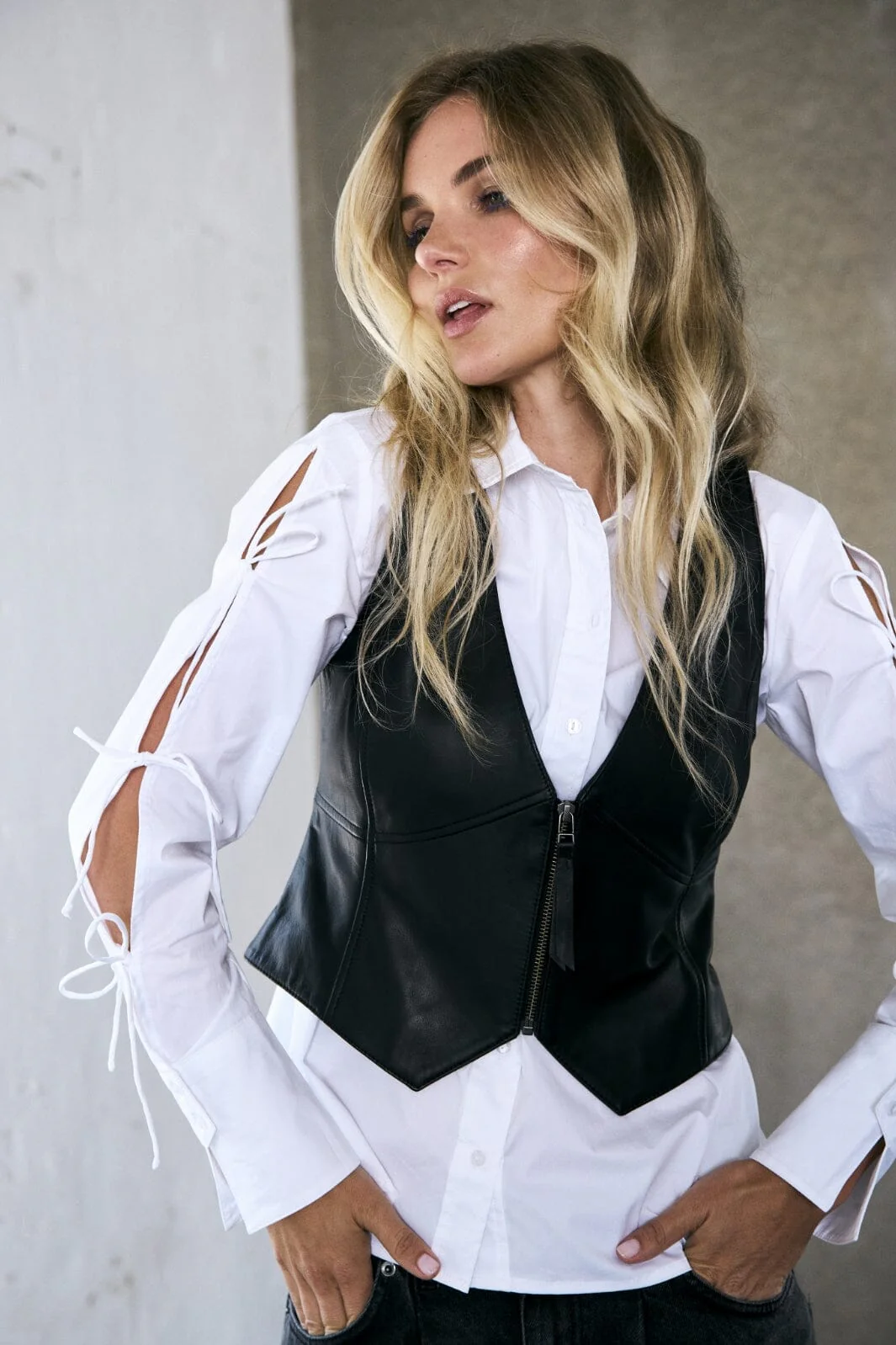 Co´Couture Phoebecc Leather Zip Vest 35731