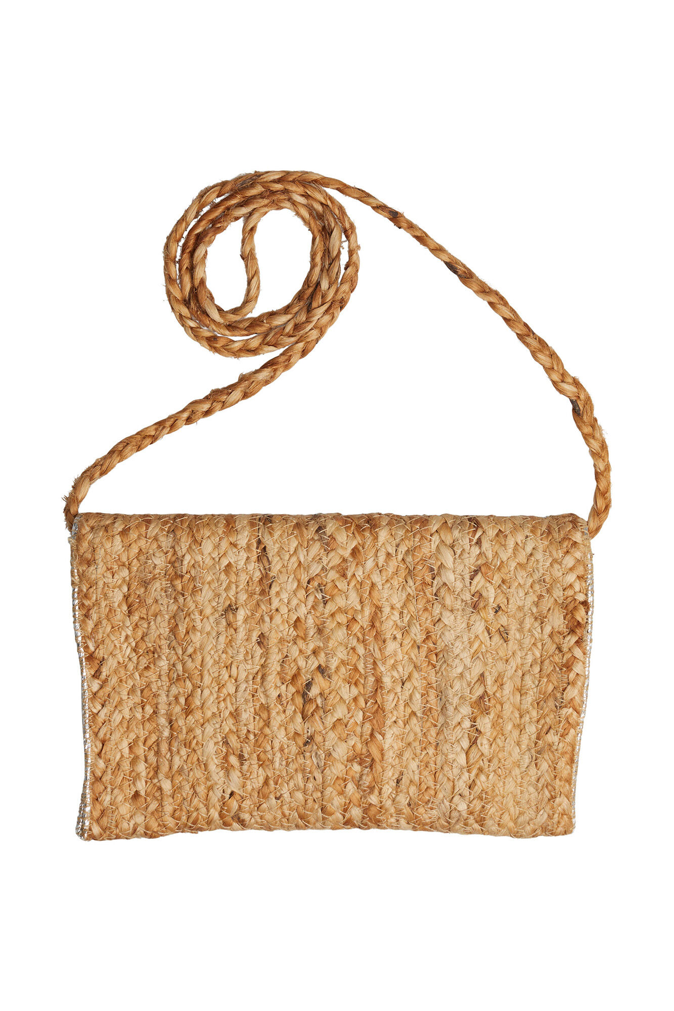 Bolsa carteira de juta trançada em blocos de cores - Cinza