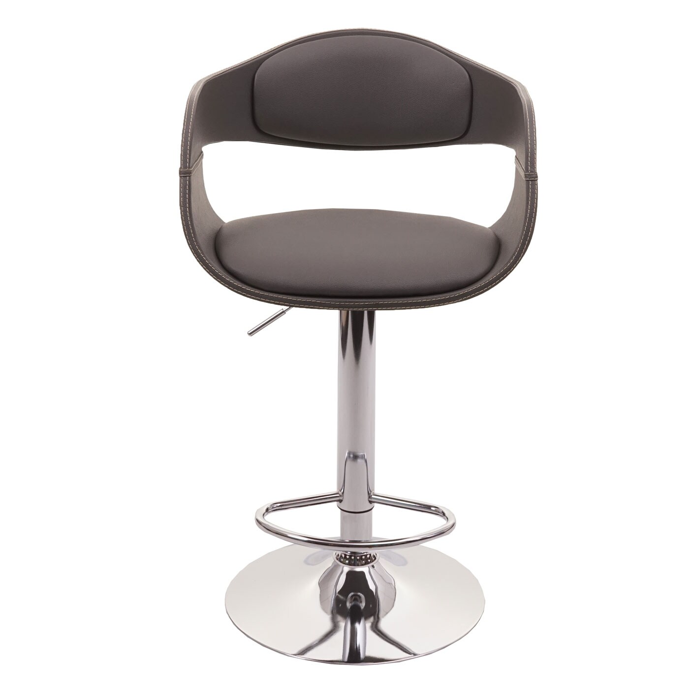 Barhocker MCW-A47b, Barstuhl Tresenhocker, Retro-Design, Holz Kunstleder ~ matt grau