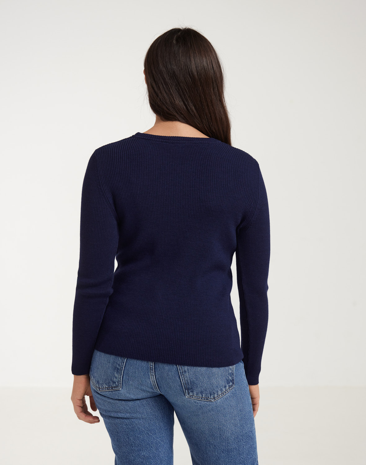 Gebreid shirt met ronde hals van merinowol voor dames