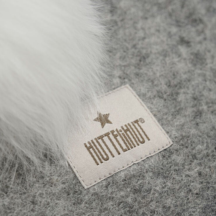 Huttelihut Balaclava Wool Alpaca Pompoms Medium grey melange
