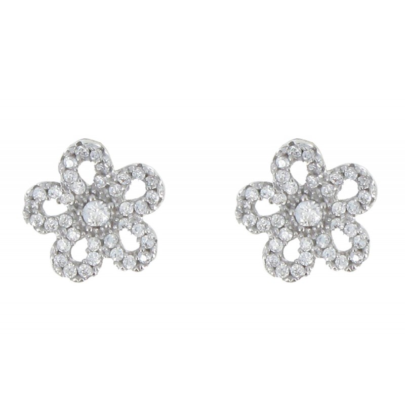 Boucles d'Oreilles Argent Marguerite et Strass