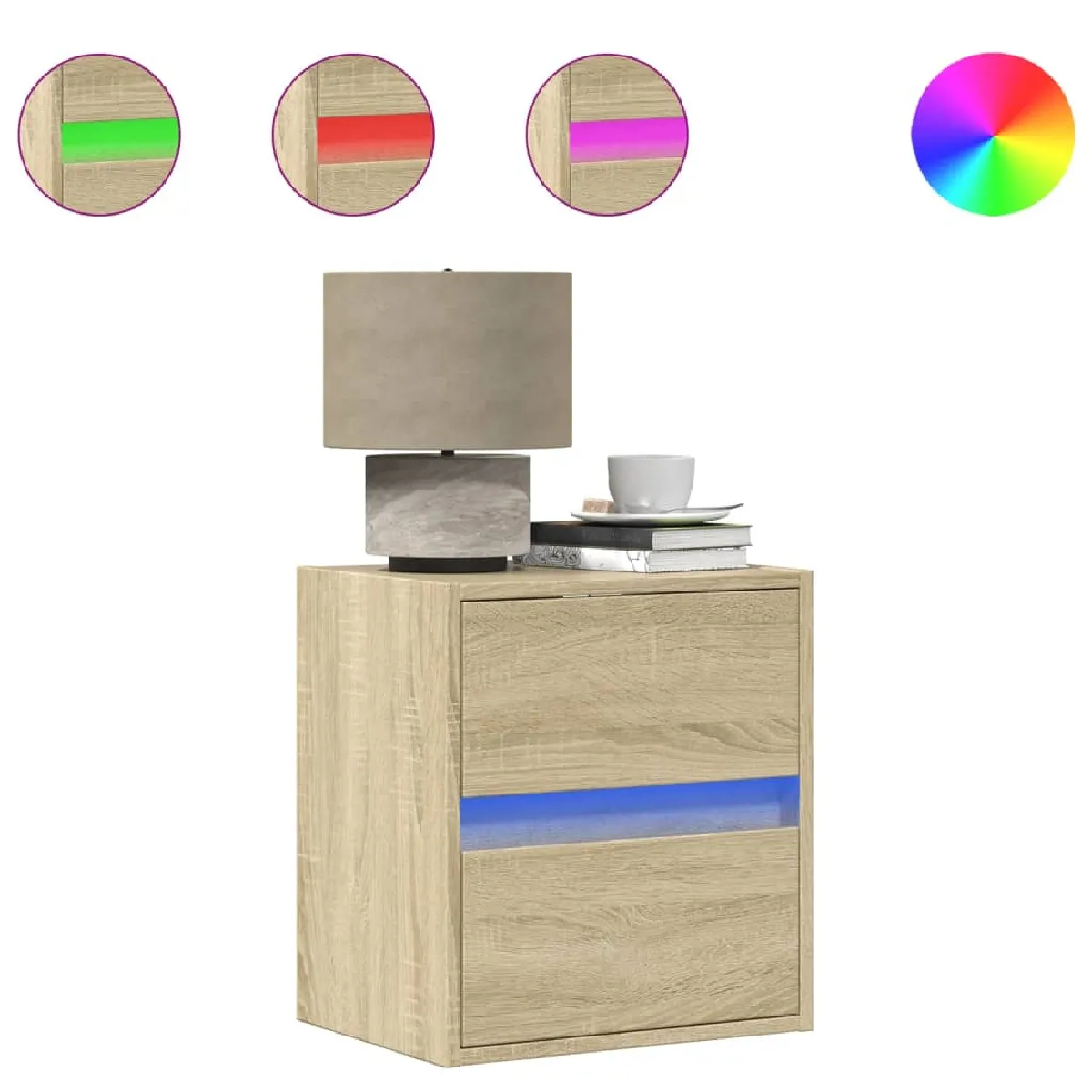 vidaXL Table de chevet murale - LED
