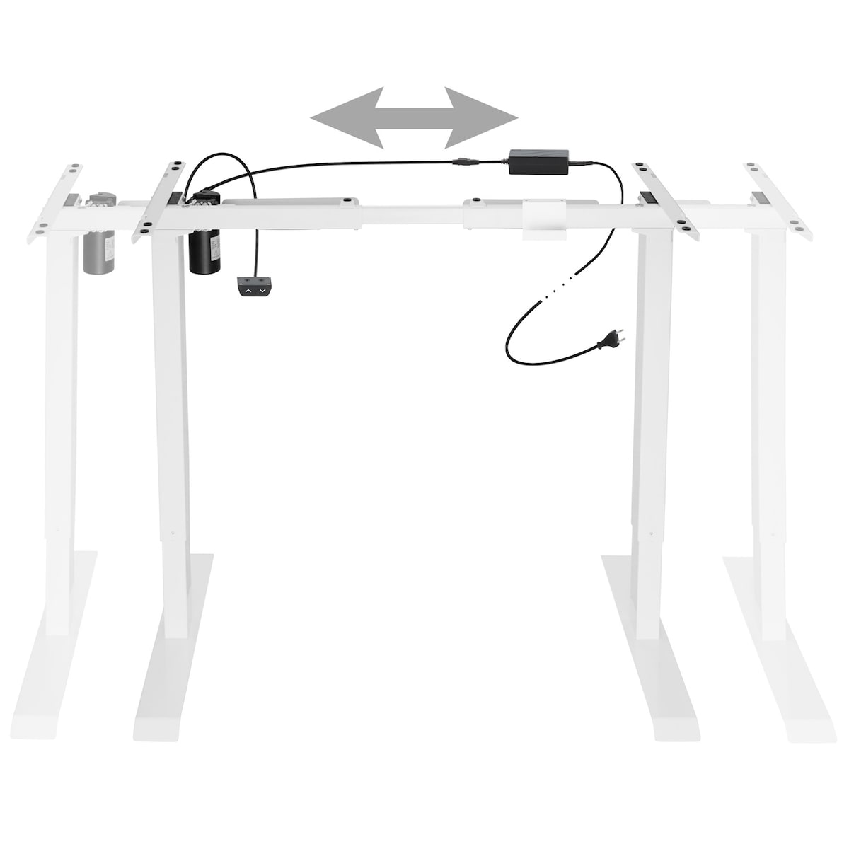 Bordunderstell Yannick 85-129x65x71-121cm - hvit
