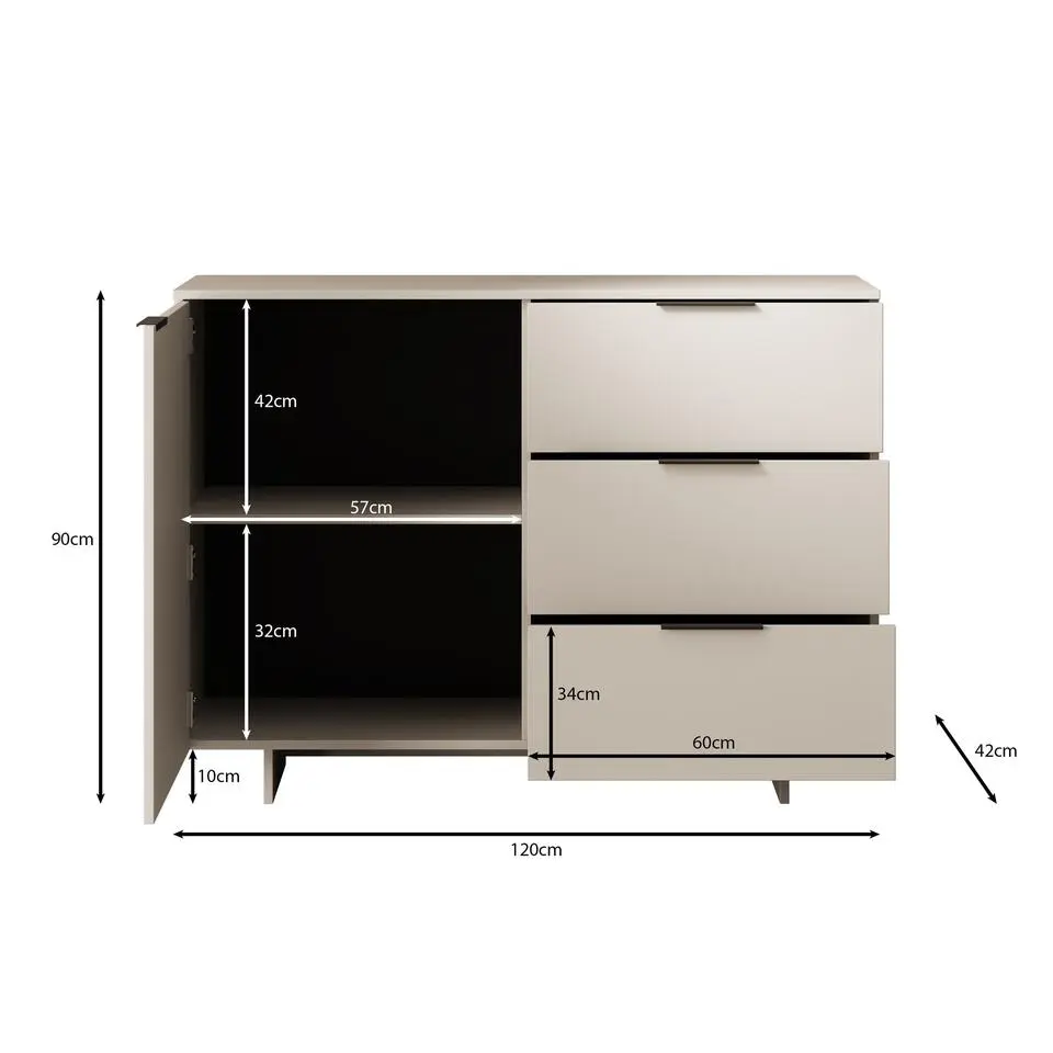 Meubella - Dressoir Ankara - Beige - 120 cm