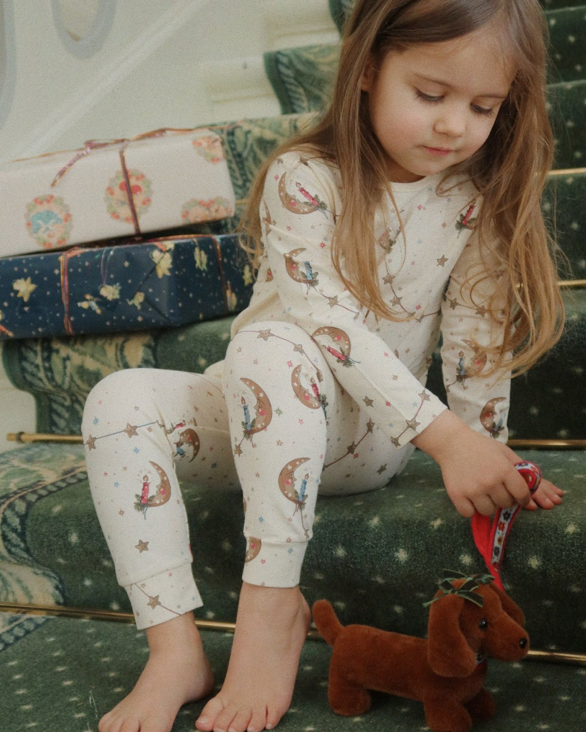 Pysjamas Barn – Trøye og Bukse – Øko Bomull | Julepysj Basic Blouse/Pants Set
