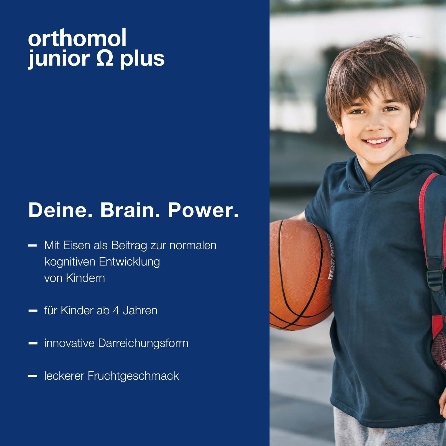 Orthomol junior Omega plus - zur kognitiven Entwicklung bei Kindern - mit Eisen, Omega-3-Fettsäuren und Vitamin B12