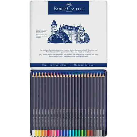 Faber-Castell Farbstifte mit permanenter Ölkreidemine Goldfaber, 24 Stück