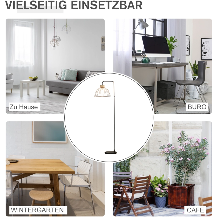 HOMCOM Stehlampe mit Kabel schwarz