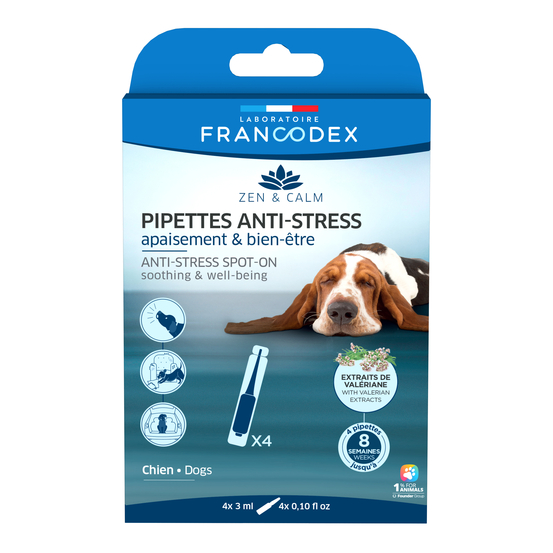 Pipettes anti-stress pour chien x4
