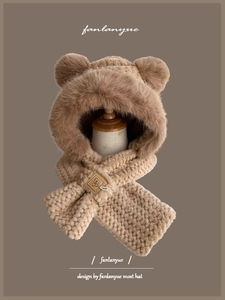 Zaalouk - Bear Ear Fluffy Hooded Scarf