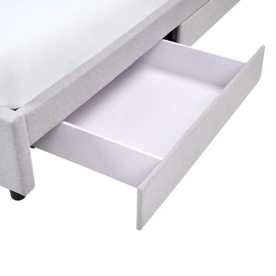 PRADES - Bed met opbergruimte - Lichtgrijs - 160 x 200 cm - Polyester