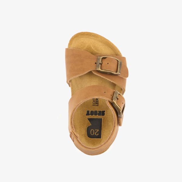 Groot leren kinder bio sandalen cognac