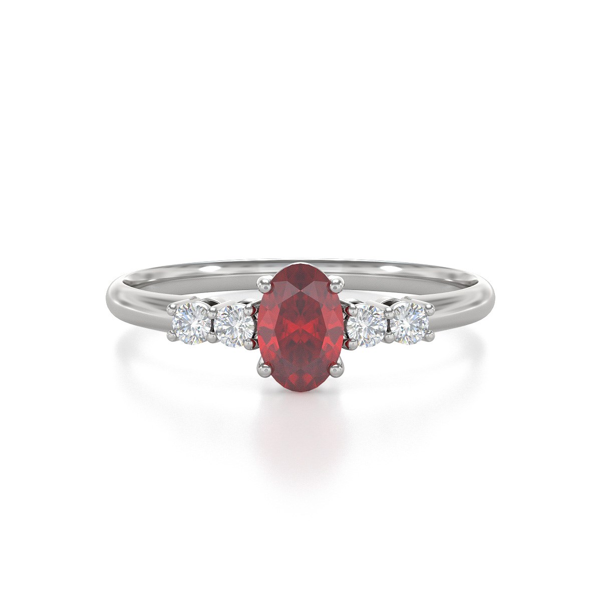 Bague ADEN Or 585 Blanc Rubis et diamants 1.6grs