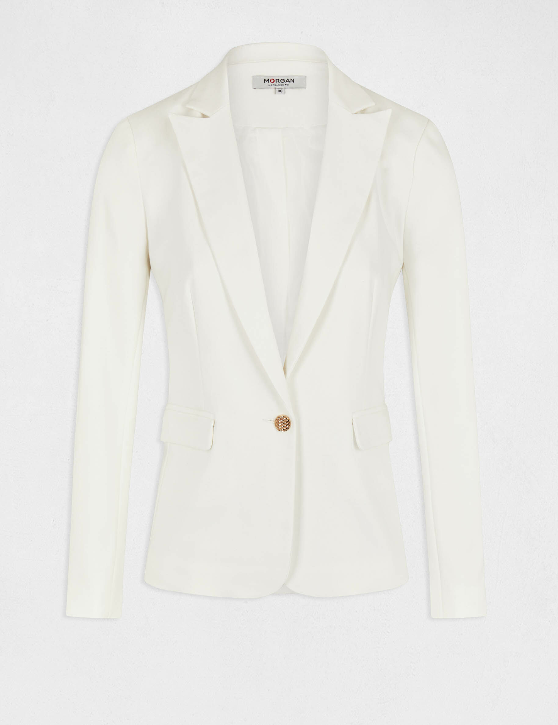 Veste tailleur droite boutonnée ecru femme - ecru