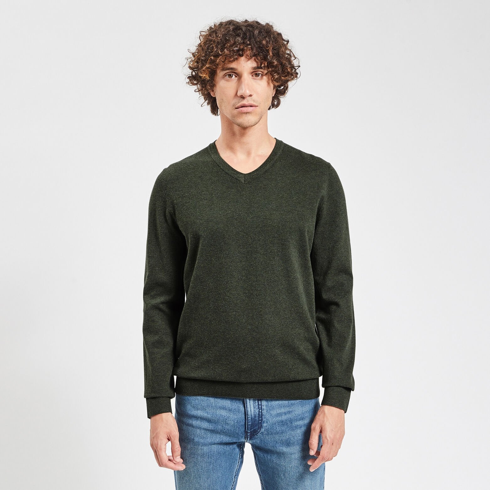 Pull essentiel à col v Vert