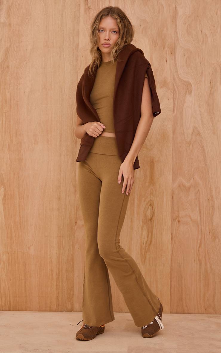 Marron Pantalon De Yoga En Coton Doux Mélange Prune Profond