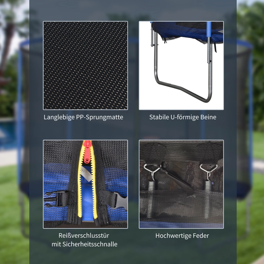 HOMCOM Trampolin mit Sicherheitsnetz blau, schwarz