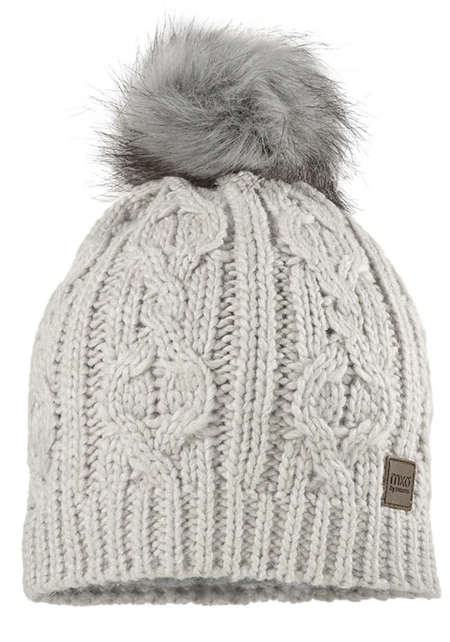 MAXIMO Strickmütze , mit Zopfstrickmuster und FakeFur Bommel