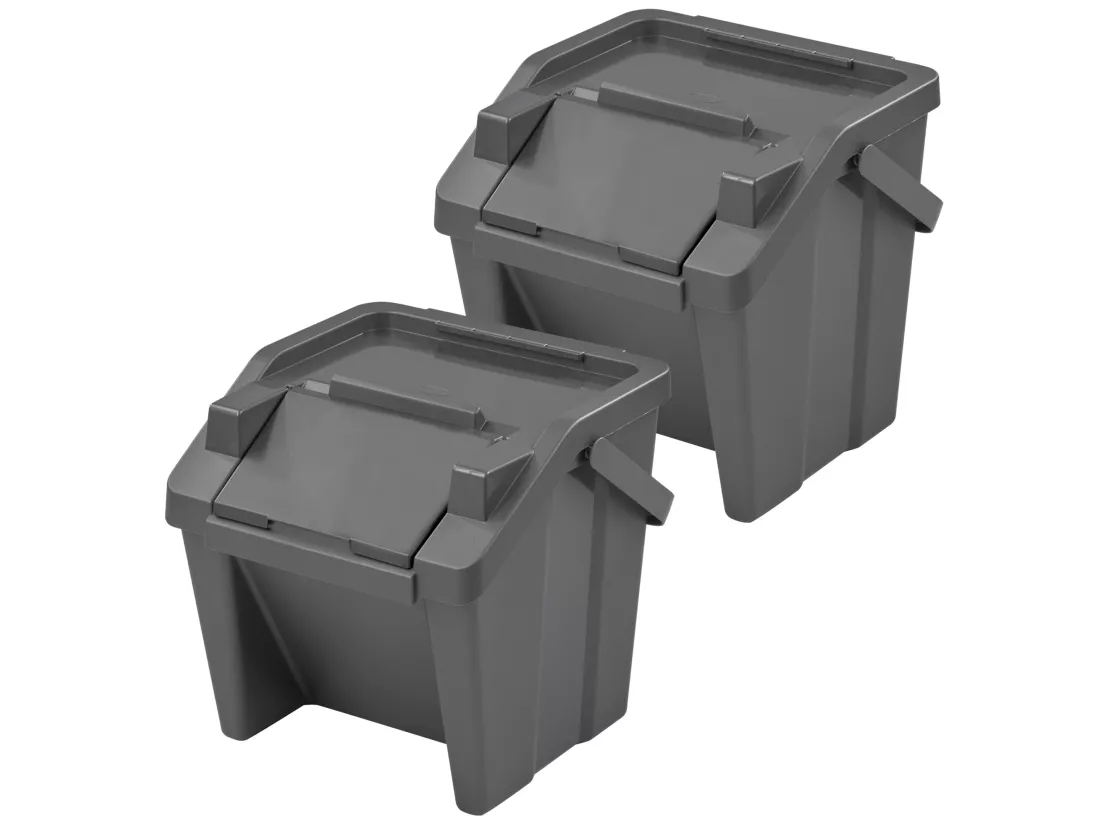 Set de 2 poubelles empilables 30L graphite