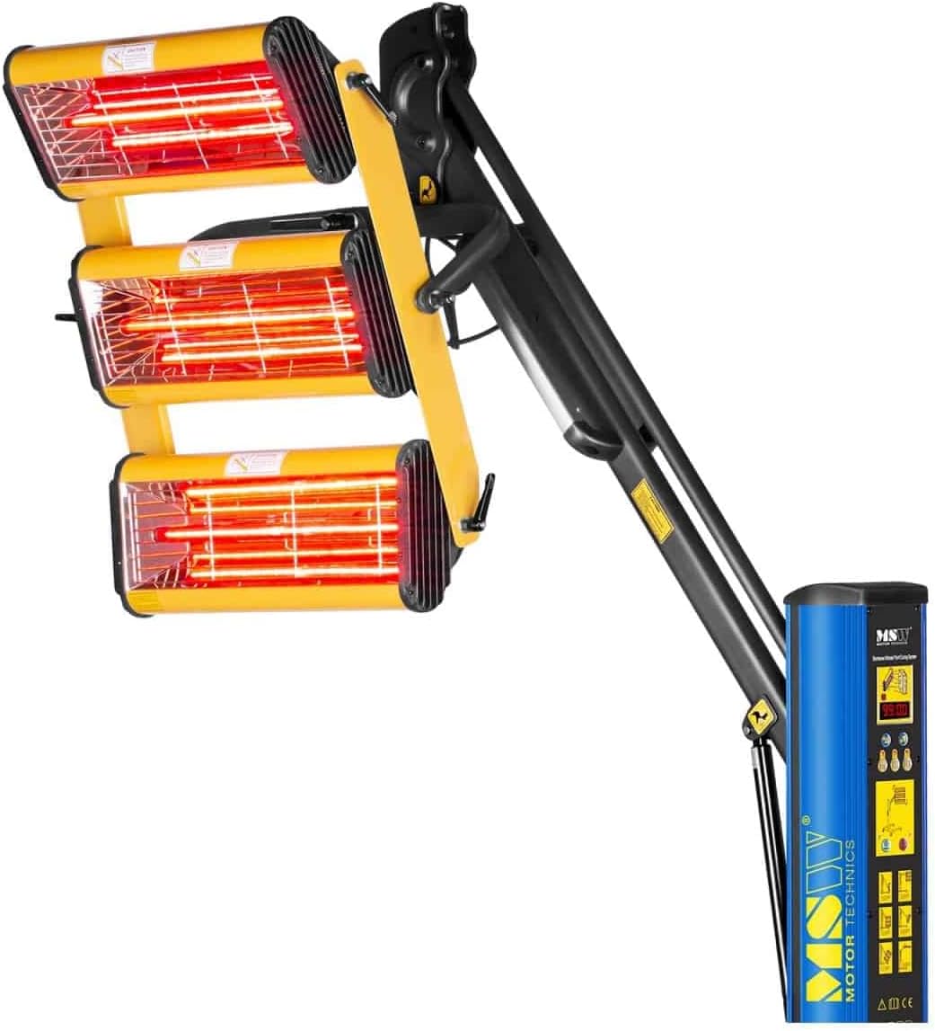 MSW Lacktrockner Infrarot Trockner Strahler IR-DRYER3000.2 (3300 W, 3 Strahler, 40–100 °C, Trocknungsfläche 1200 x 1000 mm, Max. Höhe 265 cm, Timer 1–99 min)