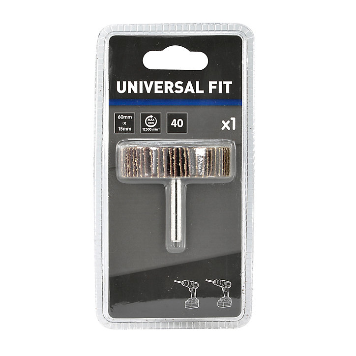 Rouleau abrasif Universal pour perceuse 60 x 15 mm, Grain 40